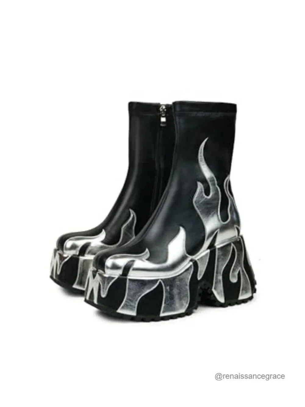 Faux Leather Chunky Sole Platform Ankle Boots